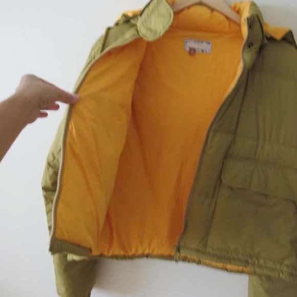 Anthropologie Pilcro Utility Puffer Jacket M Mustard Yellow Hooded Crop - Picture 5 of 6